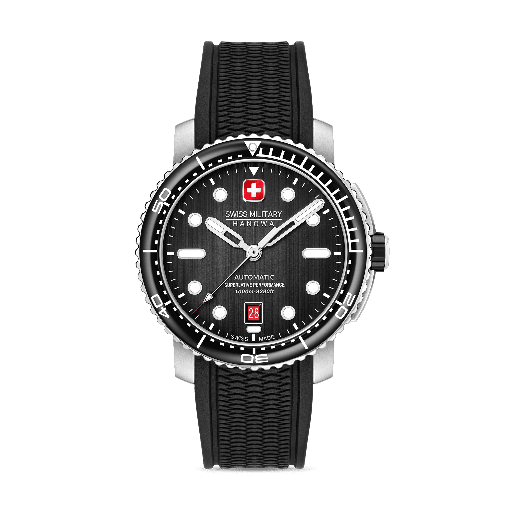 Swiss Military Hanowa Maitre Plongeur SMWGL0002001-SET Herrenuhr Schwarz • Automatikwerk Soprod P024 • 1000 m Wasserdicht