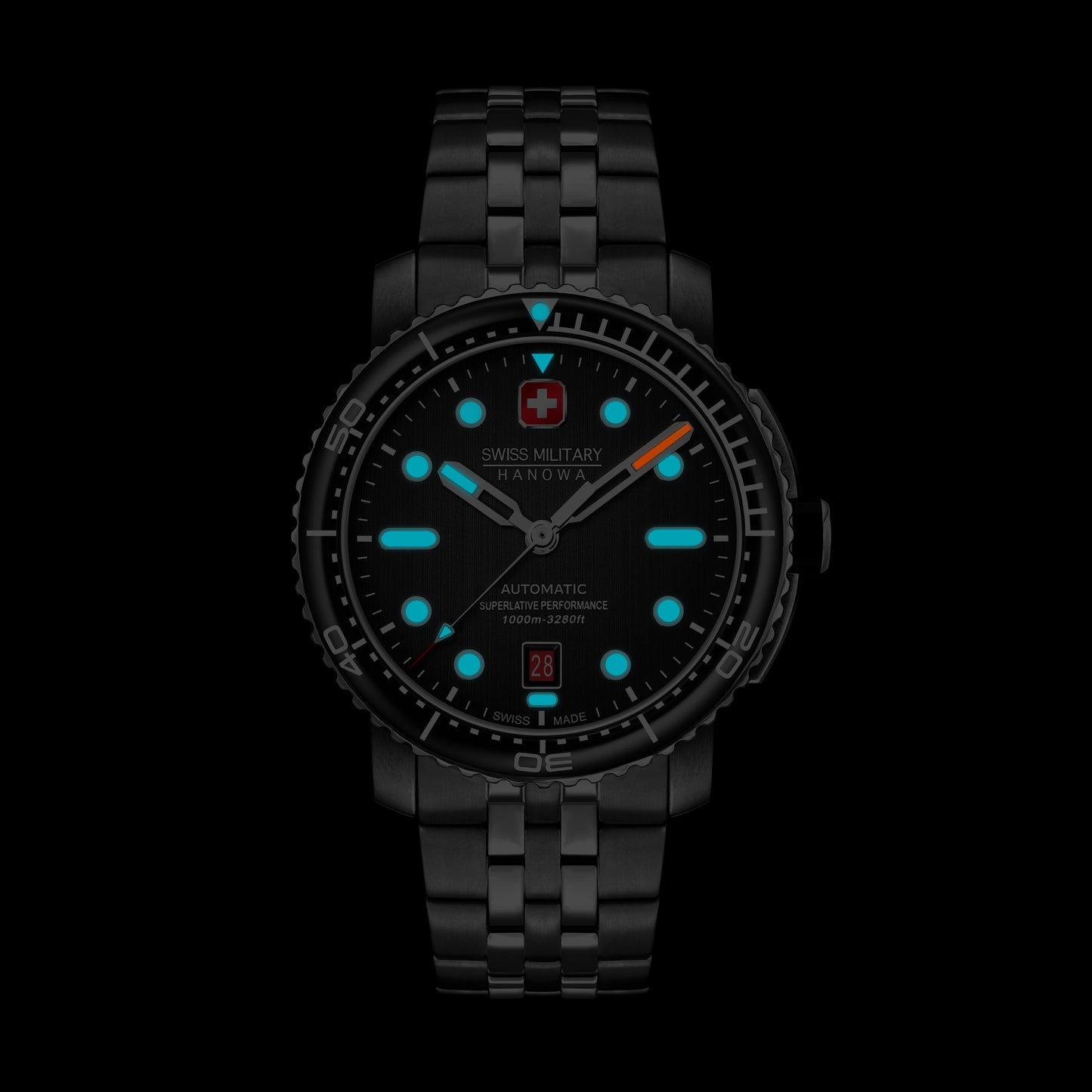 Swiss Military Hanowa Maitre Plongeur SMWGL0002001-SET Herrenuhr Schwarz • Automatikwerk Soprod P024 • 1000 m Wasserdicht