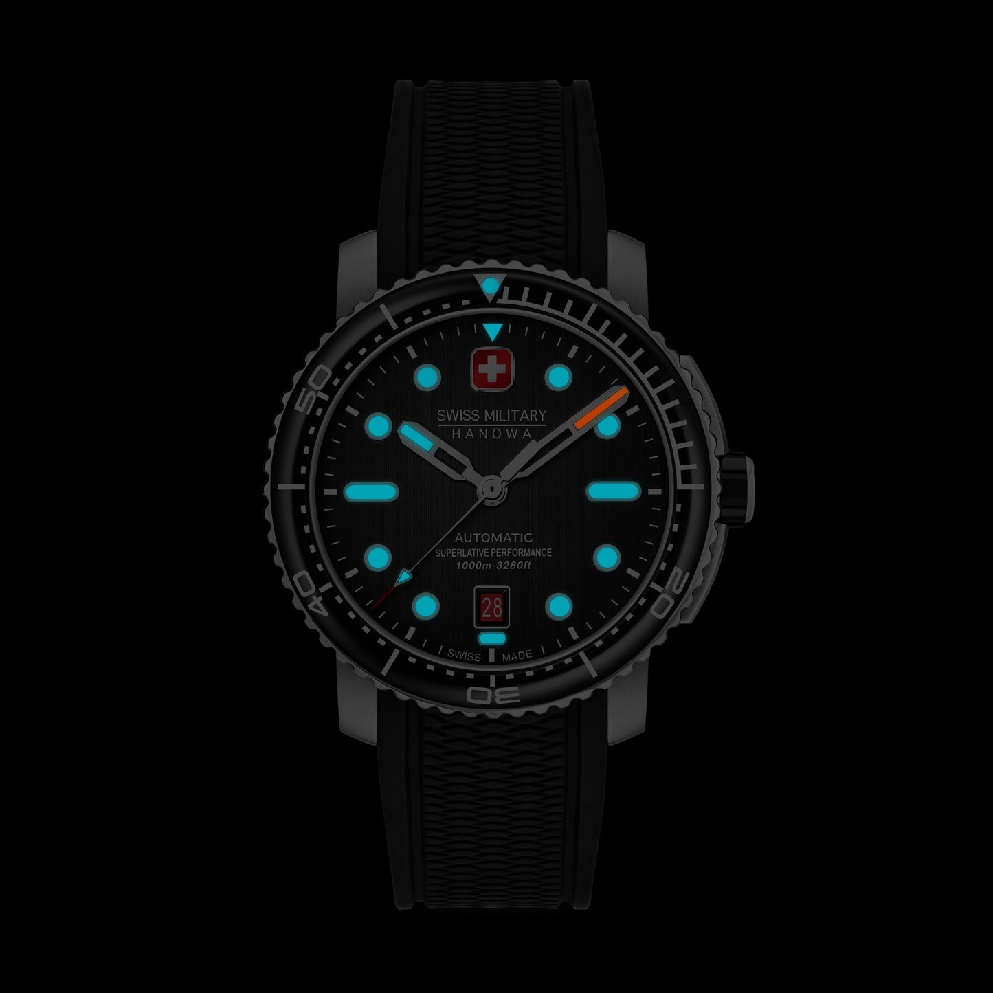 Swiss Military Hanowa Maitre Plongeur SMWGL0002001-SET Herrenuhr Schwarz • Automatikwerk Soprod P024 • 1000 m Wasserdicht