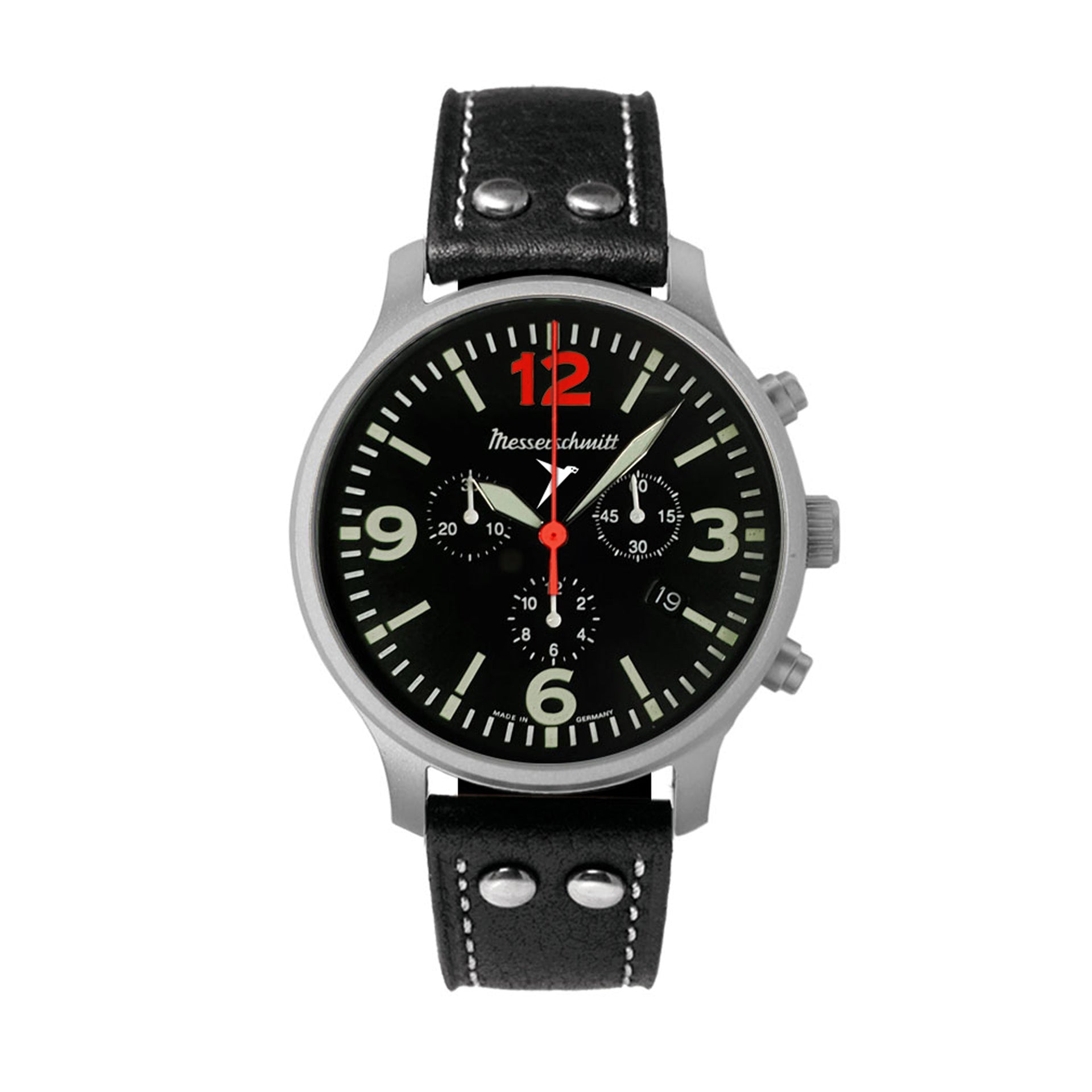 Messerschmitt ME-3H205R12-L Herren Armbanduhr Beige • Flieger-Chronograph • Schweizer Ronda Quarzwerk