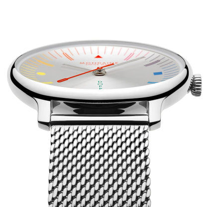 Mondaine Doppio MLE.33112.SM Damen Armbanduhr Silber • Saphirglas mit Antireflexbeschichtung • Swiss Made Quarzwerk, Bild 4