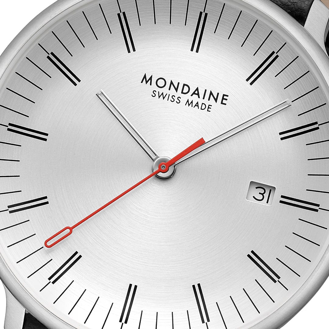 Mondaine Doppio MLE.41210.LBV Herrenuhr Schwarz • Saphirglas mit Antireflexbeschichtung • Swiss Made Quarzwerk, Bild 3
