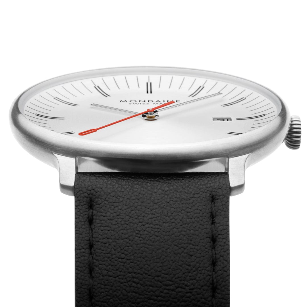 Mondaine Doppio MLE.41210.LBV Herrenuhr Schwarz • Saphirglas mit Antireflexbeschichtung • Swiss Made Quarzwerk, Bild 4