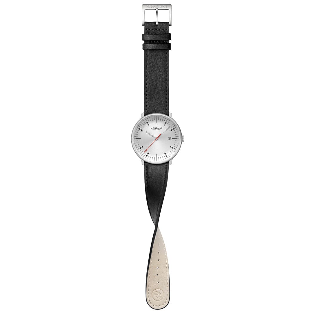 Mondaine Doppio MLE.41210.LBV Herrenuhr Schwarz • Saphirglas mit Antireflexbeschichtung • Swiss Made Quarzwerk, Bild 11