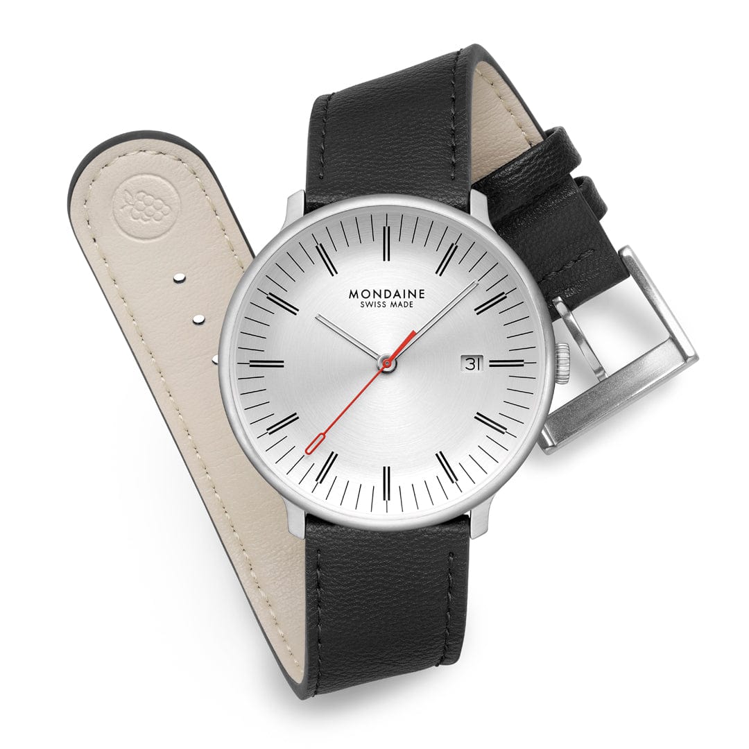 Mondaine Doppio MLE.41210.LBV Herrenuhr Schwarz • Saphirglas mit Antireflexbeschichtung • Swiss Made Quarzwerk, Bild 9