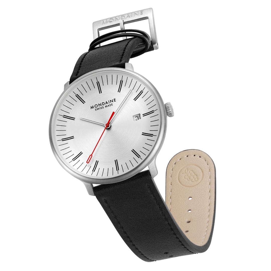 Mondaine Doppio MLE.41210.LBV Herrenuhr Schwarz • Saphirglas mit Antireflexbeschichtung • Swiss Made Quarzwerk, Bild 8