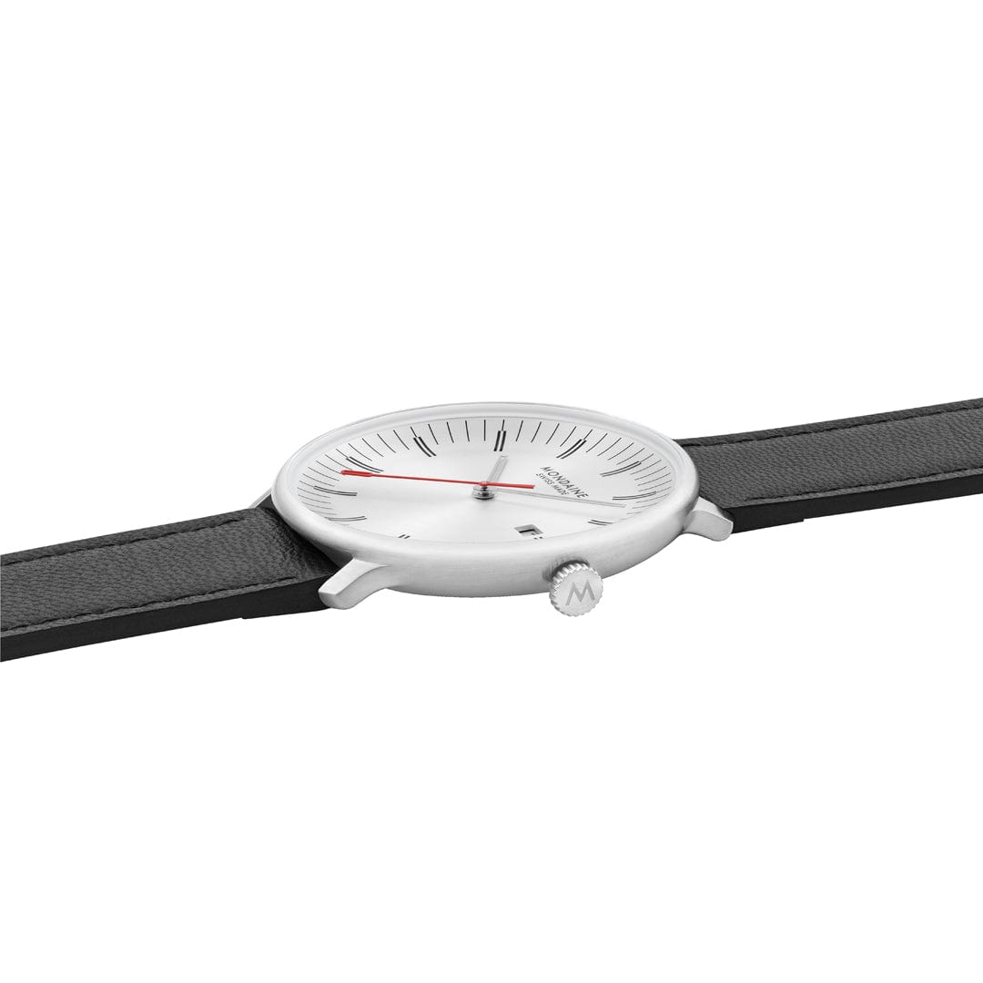 Mondaine Doppio MLE.41210.LBV Herrenuhr Schwarz • Saphirglas mit Antireflexbeschichtung • Swiss Made Quarzwerk, Bild 6