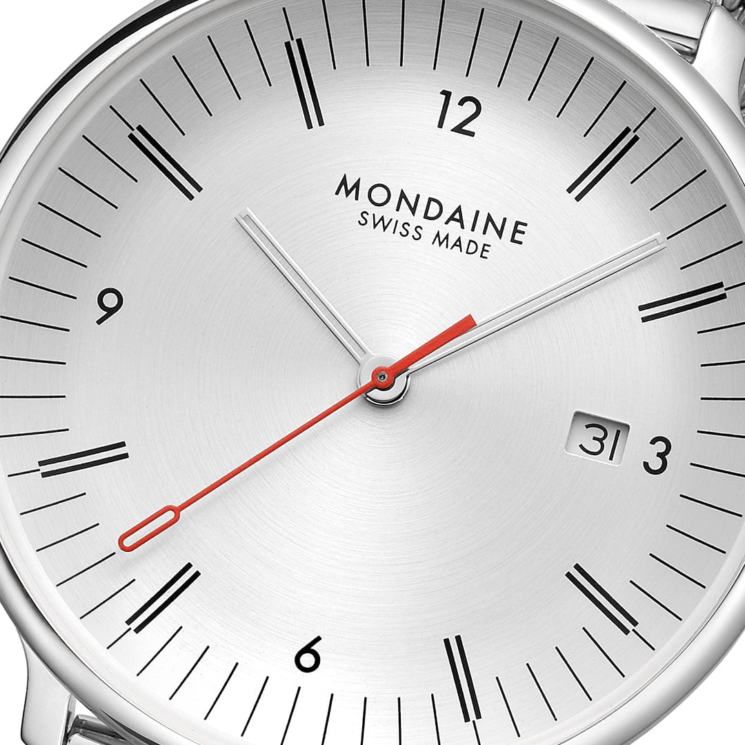 Mondaine Doppio MLE.41210.SM Herrenuhr Silber • Saphirglas mit Antireflexbeschichtung • Schweizer Quarzwerk RONDA 515 RL