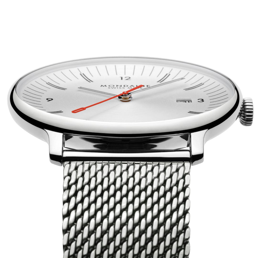 Mondaine Doppio MLE.41210.SM Herrenuhr Silber • Saphirglas mit Antireflexbeschichtung • Schweizer Quarzwerk RONDA 515 RL