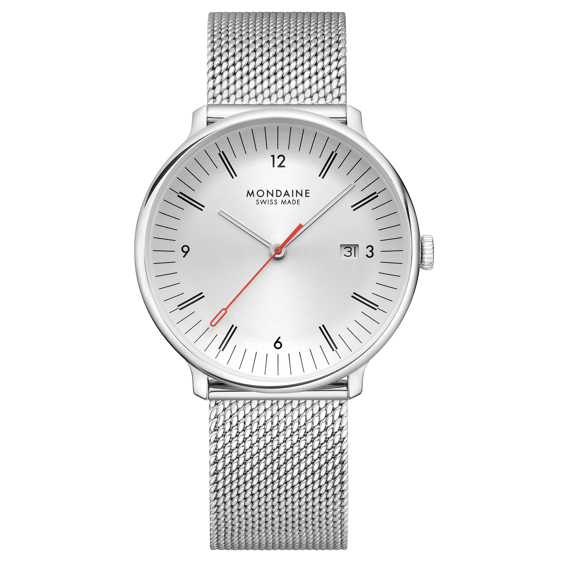 Mondaine Doppio MLE.41210.SM Herrenuhr Silber • Saphirglas mit Antireflexbeschichtung • Schweizer Quarzwerk RONDA 515 RL