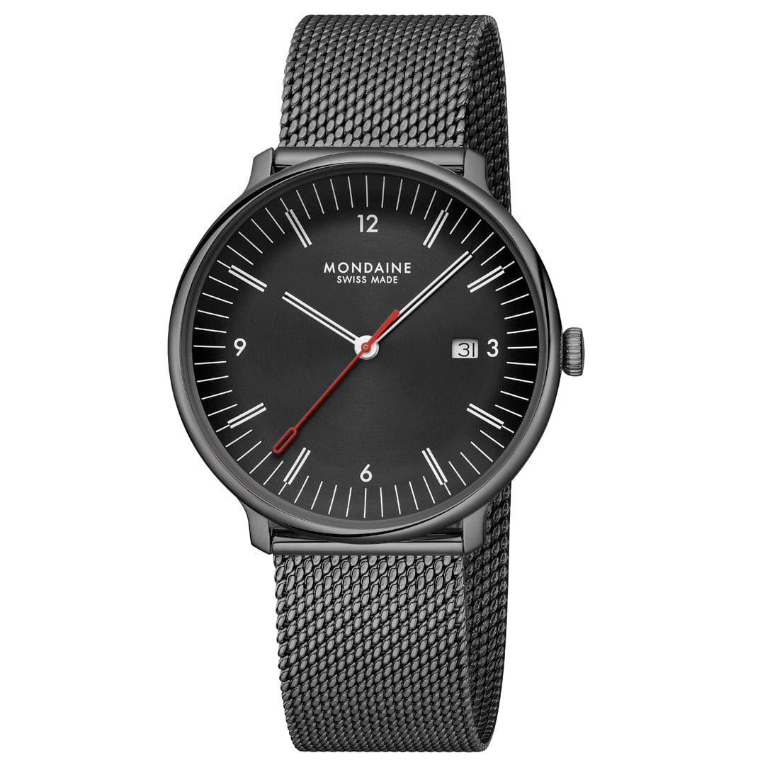 Mondaine Doppio MLE.41220.SM Herrenuhr Schwarz • Saphirglas • Swiss Made Quarzwerk, Bild 8