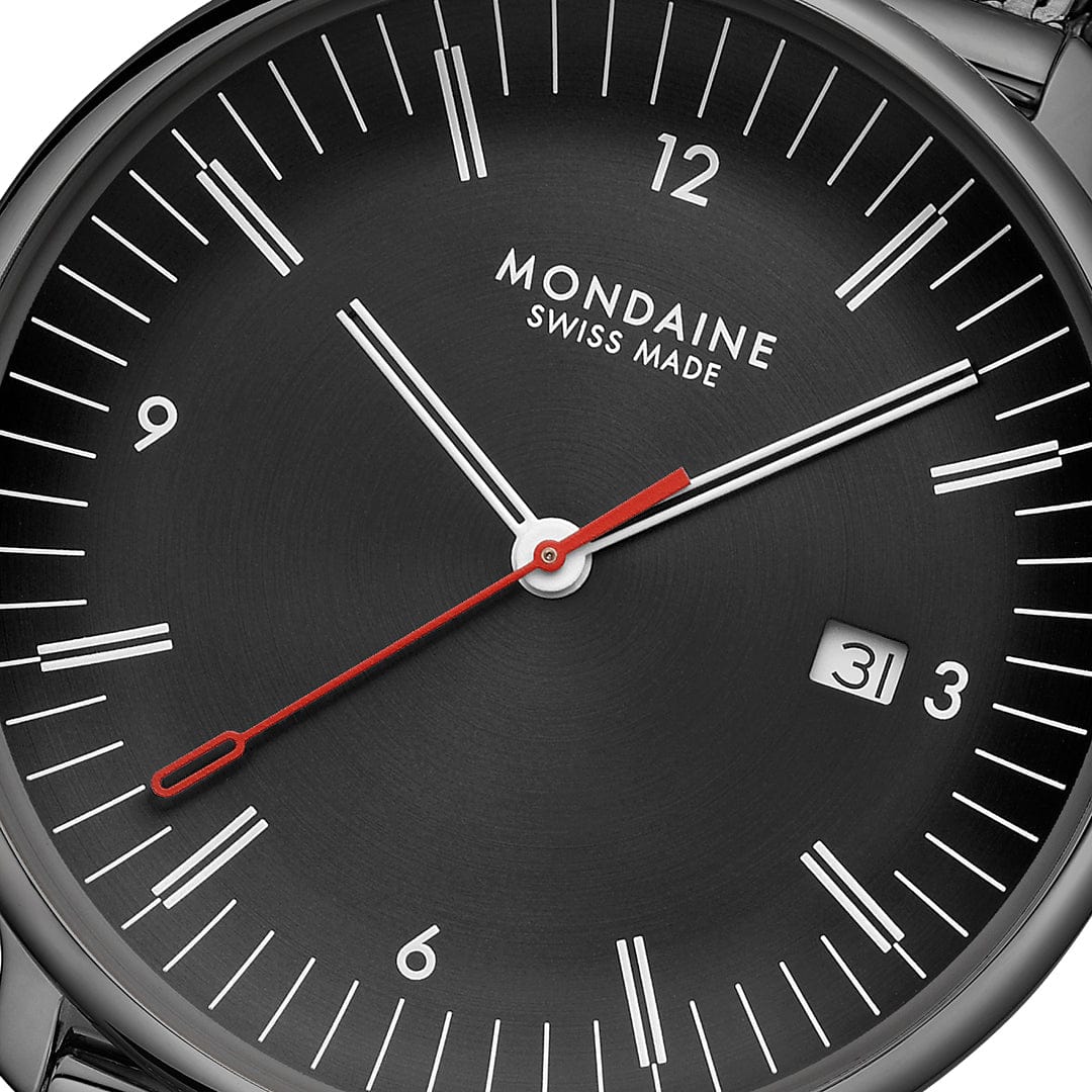 Mondaine Doppio MLE.41220.SM Herrenuhr Schwarz • Saphirglas • Swiss Made Quarzwerk, Bild 3