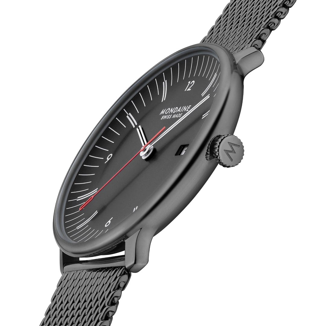 Mondaine Doppio MLE.41220.SM Herrenuhr Schwarz • Saphirglas • Swiss Made Quarzwerk, Bild 7