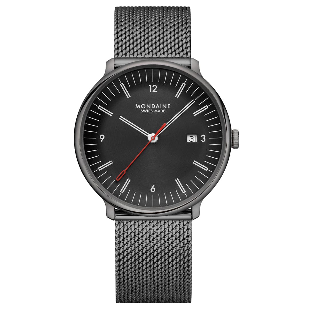 Mondaine Doppio MLE.41220.SM Herrenuhr Schwarz • Saphirglas • Swiss Made Quarzwerk