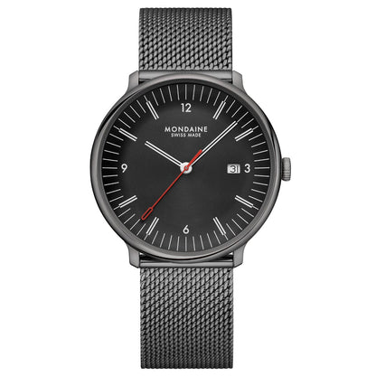 Mondaine Doppio MLE.41220.SM Herrenuhr Schwarz • Saphirglas • Swiss Made Quarzwerk