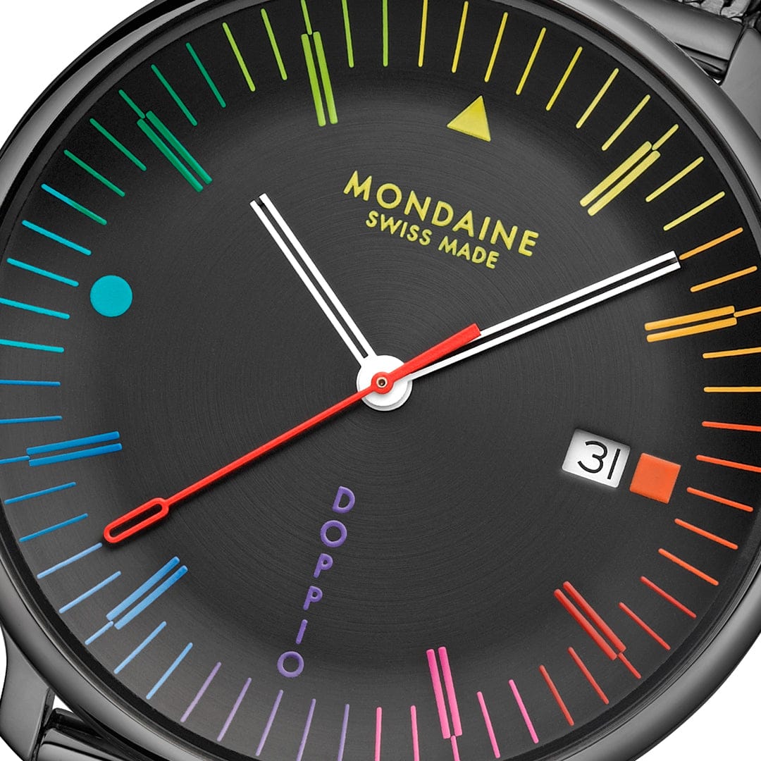 Mondaine Doppio MLE.41221.SM Herrenuhr Dunkelgrau • Saphirglas • Swiss Made Quarzwerk, Bild 3