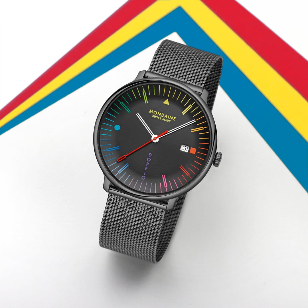 Mondaine Doppio MLE.41221.SM Herrenuhr Dunkelgrau • Saphirglas • Swiss Made Quarzwerk, Bild 8