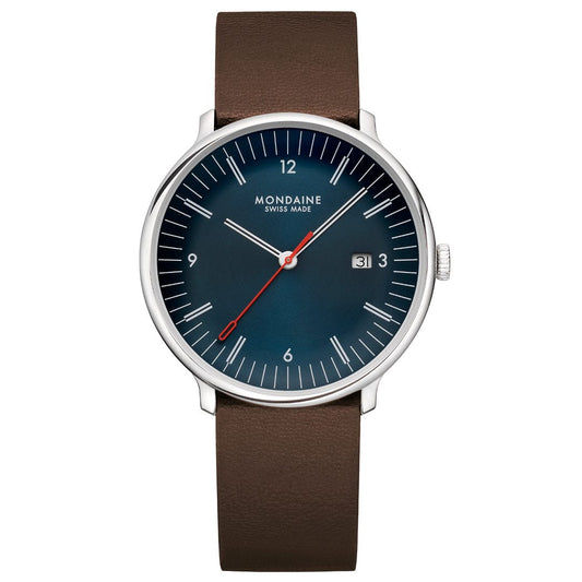 Mondaine Doppio MLE.41240.LGV Herrenuhr Braun • Saphirglas • Swiss Made
