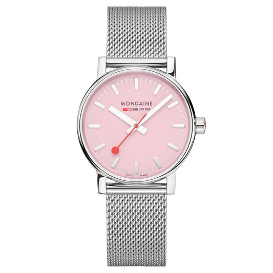 Mondaine evo2 MSE.35130.SM Damenuhr Rosa • Saphirglas • Schweizer Quarzwerk