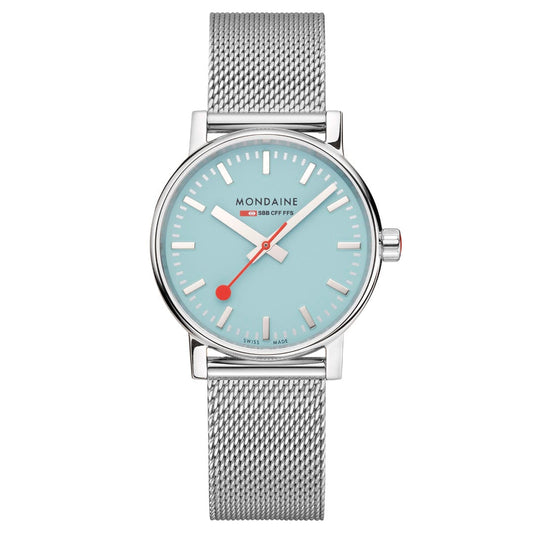 Mondaine evo2 MSE.35140.SM Damenuhr Türkis • Saphirglas • Schweizer Quarzwerk
