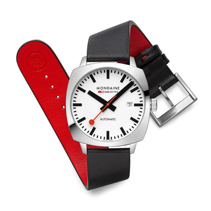 Mondaine Cushion MSL.3961B.LBV Herrenuhr Schwarz • Automatikwerk Sellita SW200-2 • Saphirglas mit BackLight, Bild 6