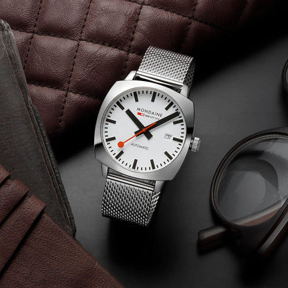 Mondaine Cushion MSL.3961B.SM Herrenuhr Silber • Schweizer Automatikwerk • Saphirglas, Bild 8