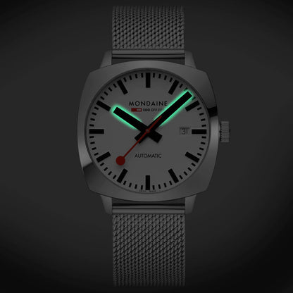 Mondaine Cushion MSL.3961B.SM Herrenuhr Silber • Schweizer Automatikwerk • Saphirglas, Bild 2