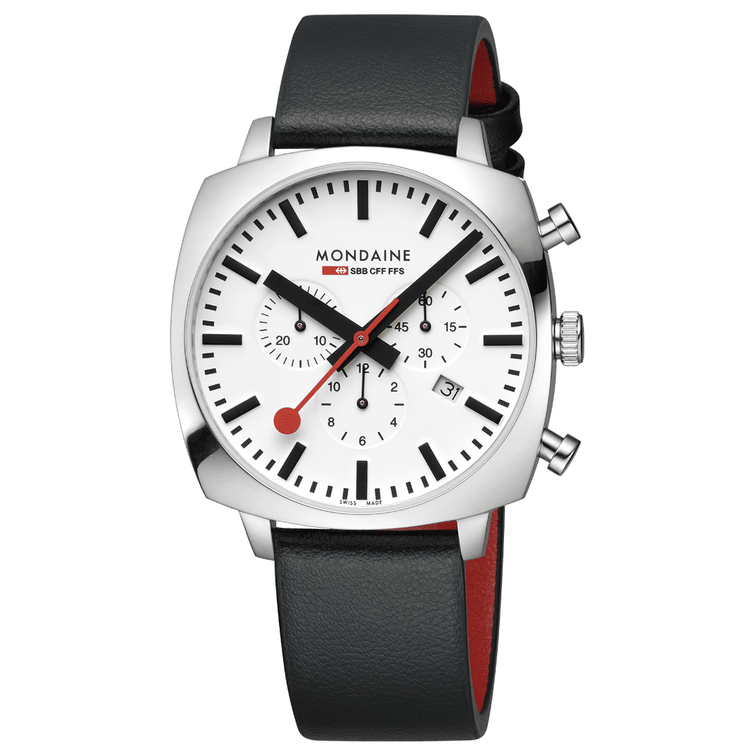 Mondaine Grand Cushion MSL.41410.LBV.SET Herrenuhr Schwarz • Saphirglas • Quarz-Chronograph, Bild 2