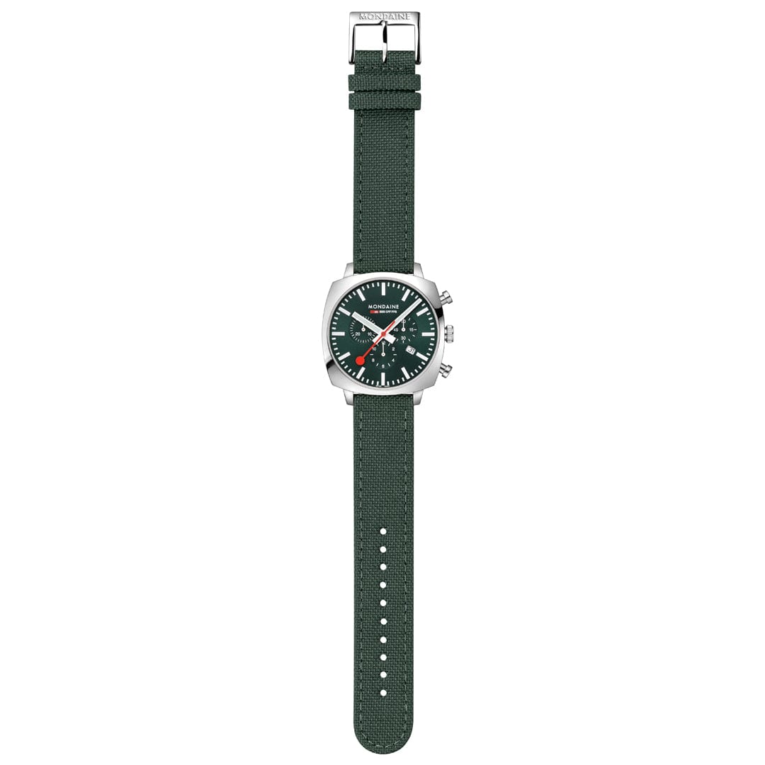 Mondaine Grand Cushion MSL.41460.LF.SET Herrenuhr Grün • Saphirglas • Quarz-Chronograph, Bild 12