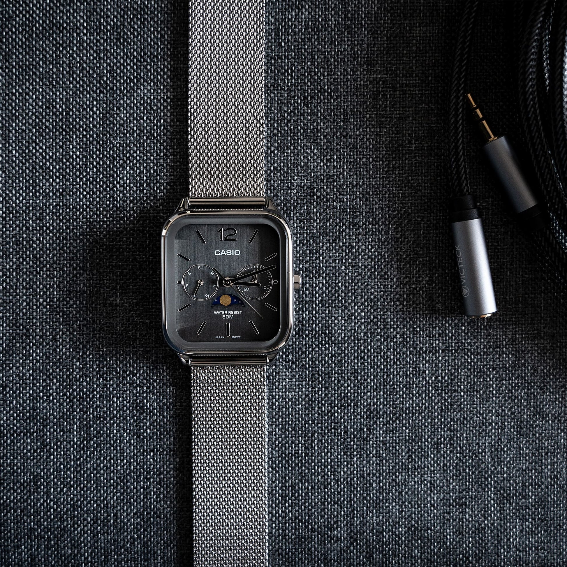Casio MTP-M305M-8AVER Timeless Collection Herrenuhr Silber • Mondphase • Mineralglas, Bild 3