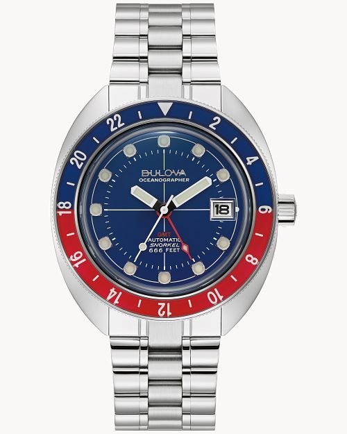 Bulova Oceanographer GMT 96B405 Herrenuhr Blau • Automatikwerk • Saphirglas