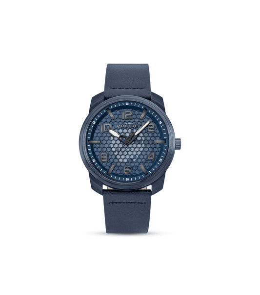 Police Protector PEWGA0049103 Herrenuhr Blau • Skelettiertes Zifferblatt • Lederarmband