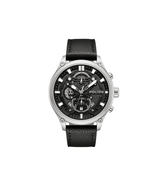 Police Wadden PEWGC0054205 Herrenuhr Schwarz • Quarz-Chronograph • Schwarzes Lederarmband