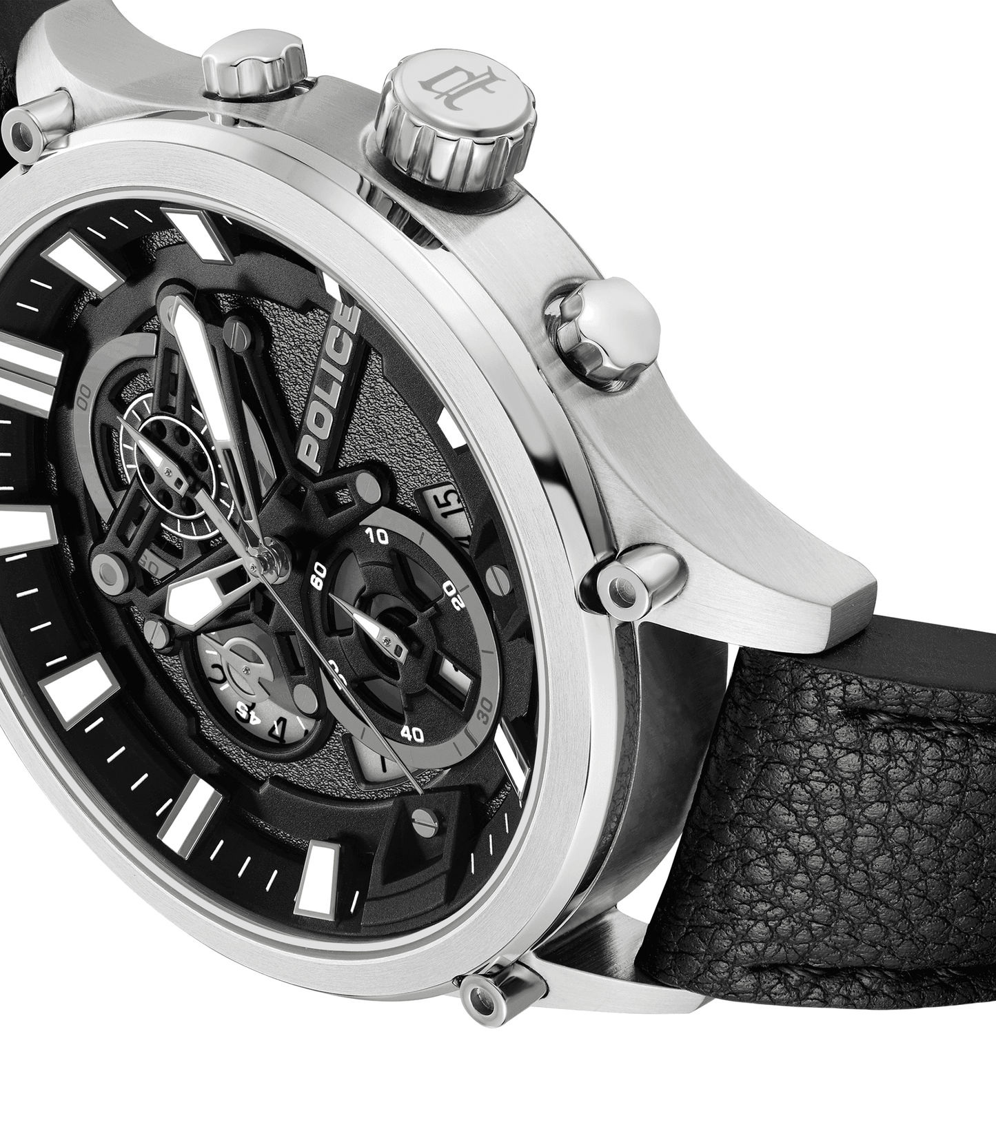 Police Wadden PEWGC0054205 Herrenuhr Schwarz • Quarz-Chronograph • Schwarzes Lederarmband, Bild 4