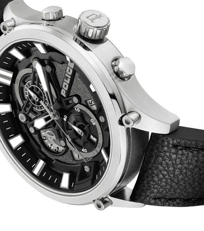Police Wadden PEWGC0054205 Herrenuhr Schwarz • Quarz-Chronograph • Schwarzes Lederarmband, Bild 4