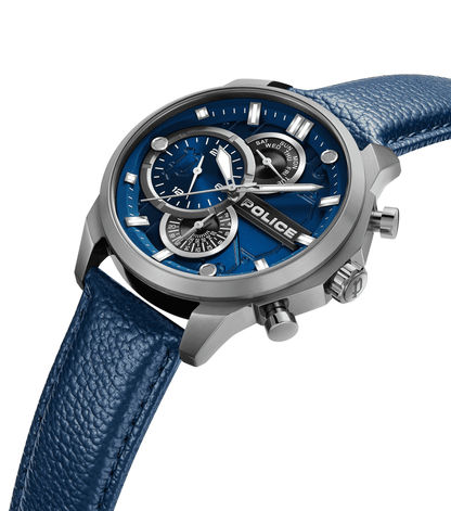 Police Reactor PEWGF0039202 Herrenuhr Blau • Multifunktions-Zifferblatt • Robustes Lederband, Bild 2