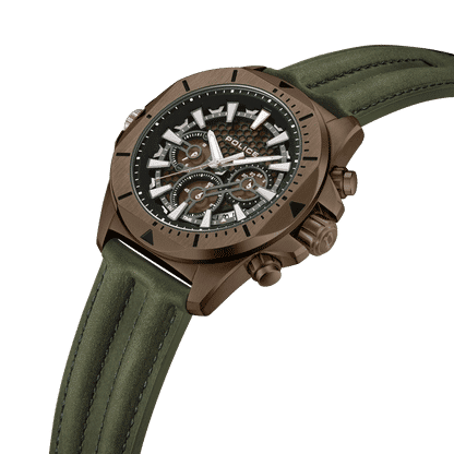 Police Electrical PEWGF0054502 Herrenuhr Stahl • Multifunktion • Khaki Lederarmband, Bild 2
