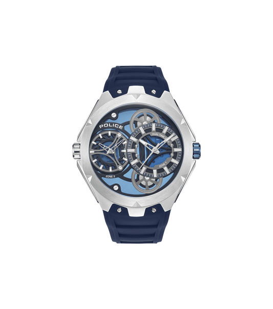 Police Scepter PEWGM0081703 Herrenuhr Blau • Doppelwerk-Anzeige • Marineblaues Silikonarmband