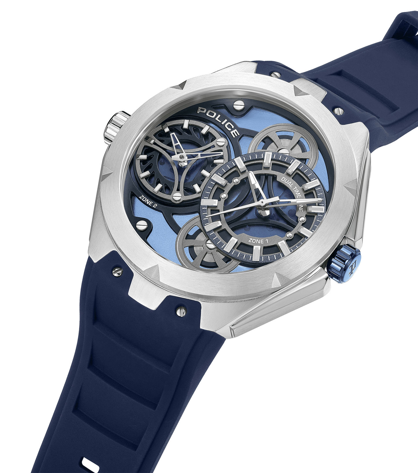 Police Scepter PEWGM0081703 Herrenuhr Blau • Doppelwerk-Anzeige • Marineblaues Silikonarmband, Bild 2