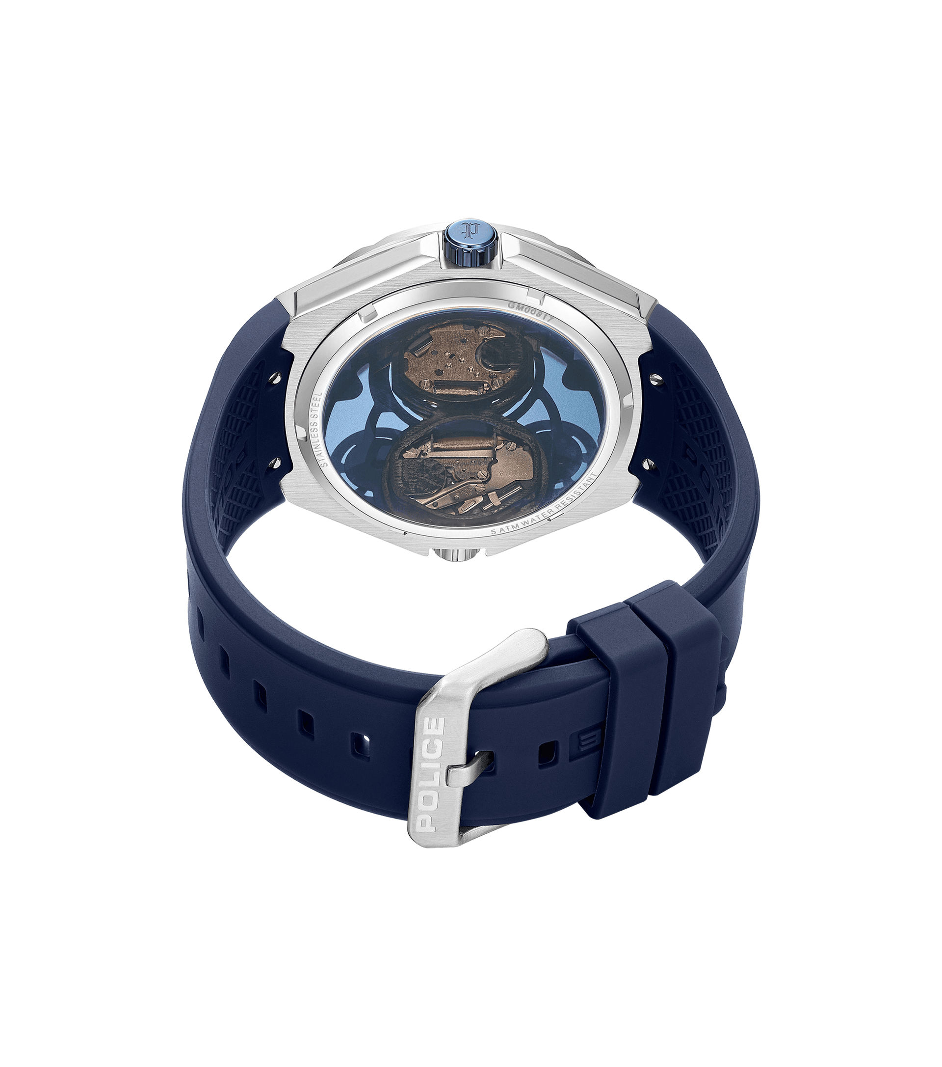 Police Scepter PEWGM0081703 Herrenuhr Blau • Doppelwerk-Anzeige • Marineblaues Silikonarmband, Bild 3