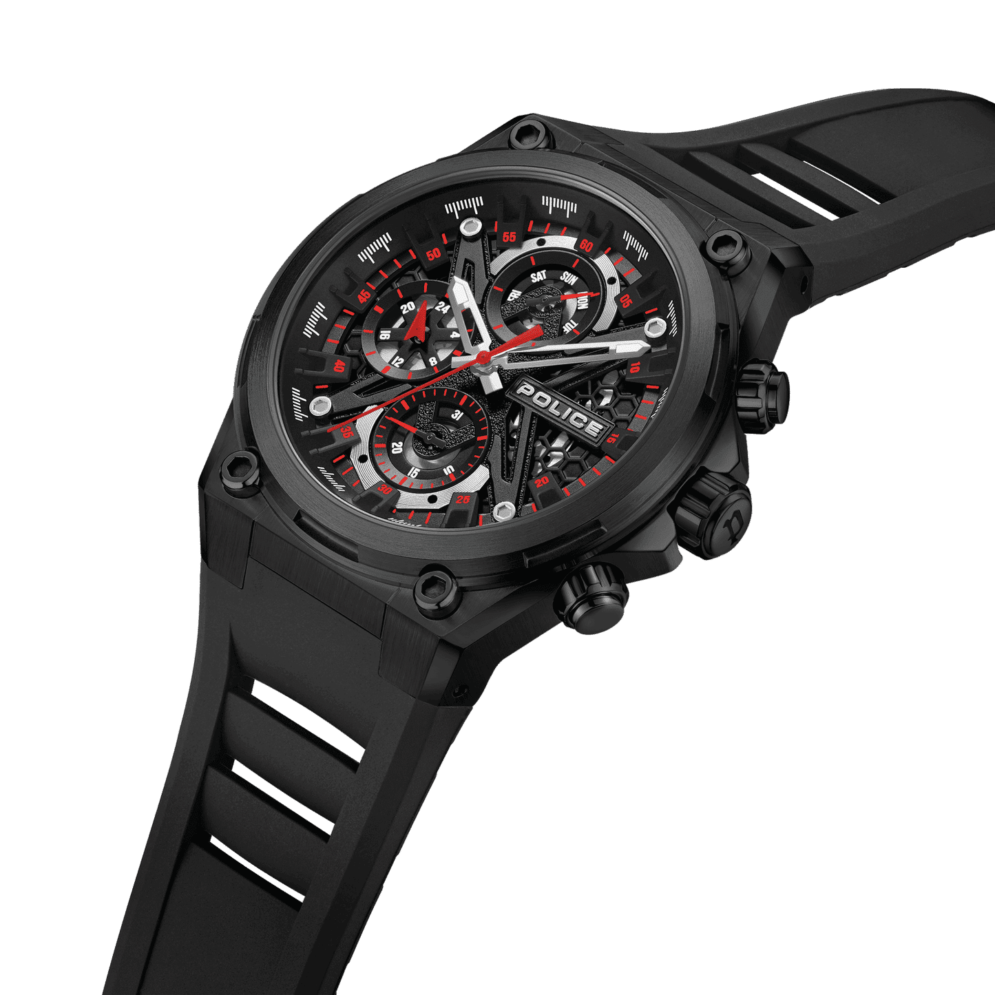 Police Sonic PEWGQ0054303 Herrenuhr Schwarz • Multifunktionswerk • Skelettiertes Zifferblatt, Bild 2