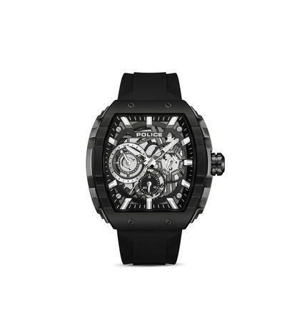 Police Flash PEWGQ0063001 Herrenuhr Schwarz • Multifunktionswerk • Schwarzes Silikonarmband