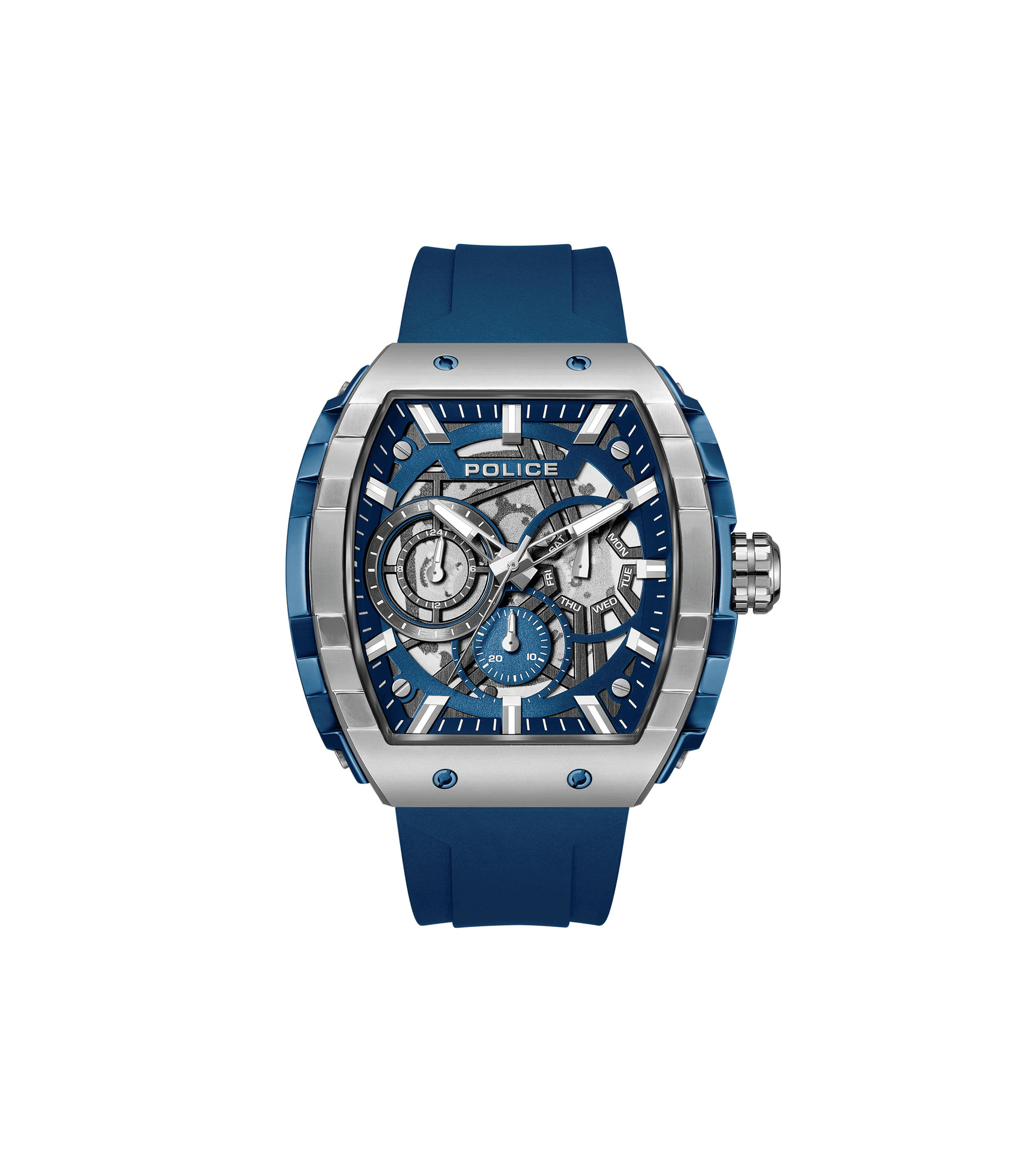 Police Flash PEWGQ0063002 Herrenuhr Blau • Multifunktions-Display • Industrielles Design