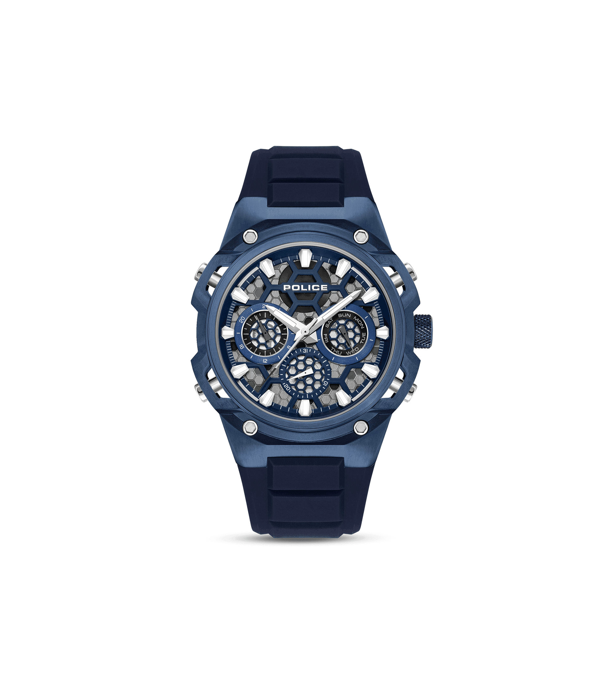 Police Challenger PEWGQ0071903 Herrenuhr Blau • Multifunktionswerk • Ionenbeschichtetes Gehäuse