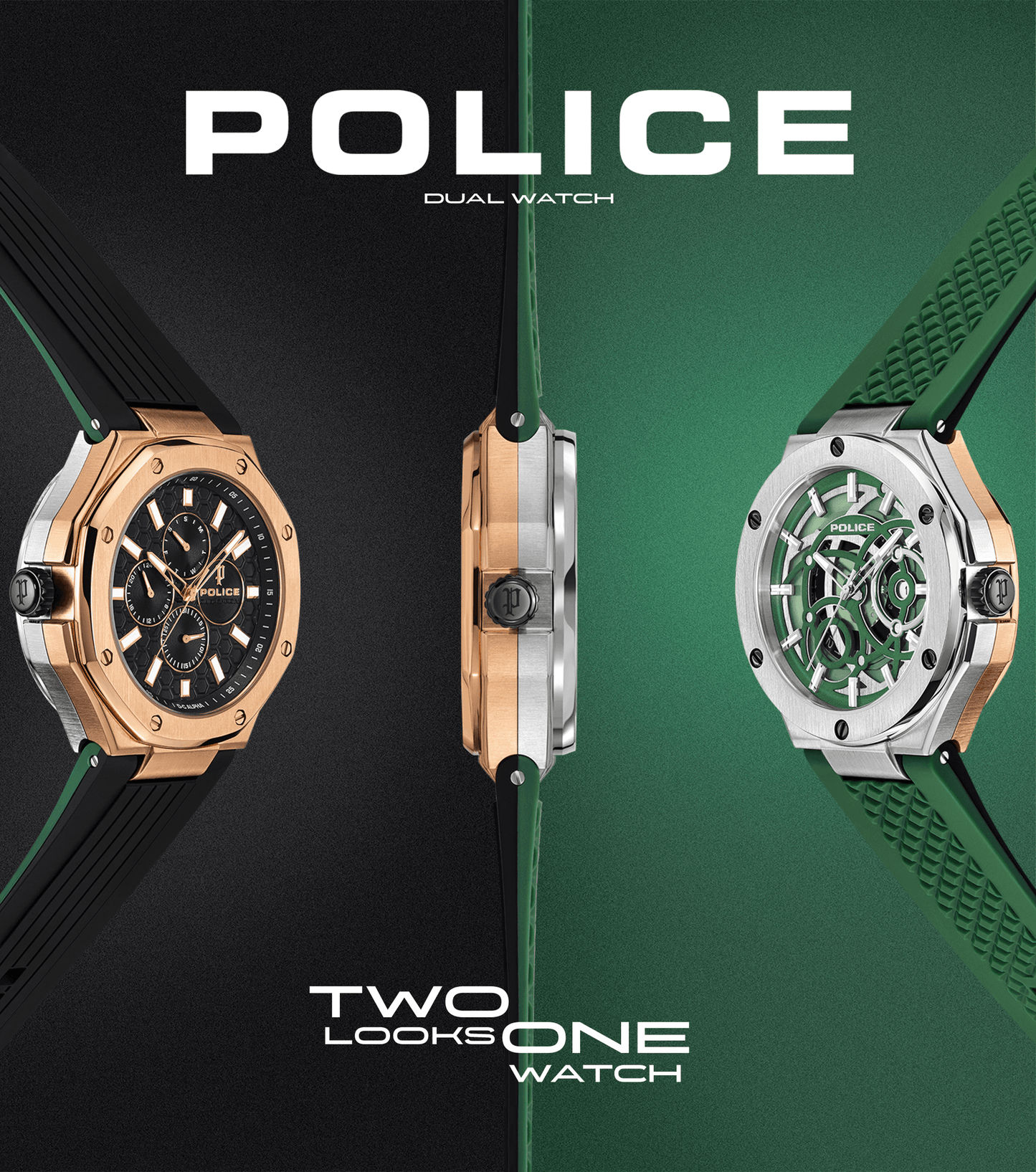 Police DUAL PEWGQ0081902 Herrenuhr Mehrfarbig • Zwei Zifferblätter • Roségold-IP-Beschichtung, Bild 10