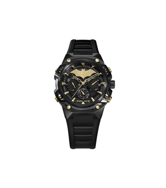 Police Crusader PEWGQ0089902-SET Herrenuhr Schwarz • Multifunktions-Chronograph • Batman-Edition mit Batarang Armband