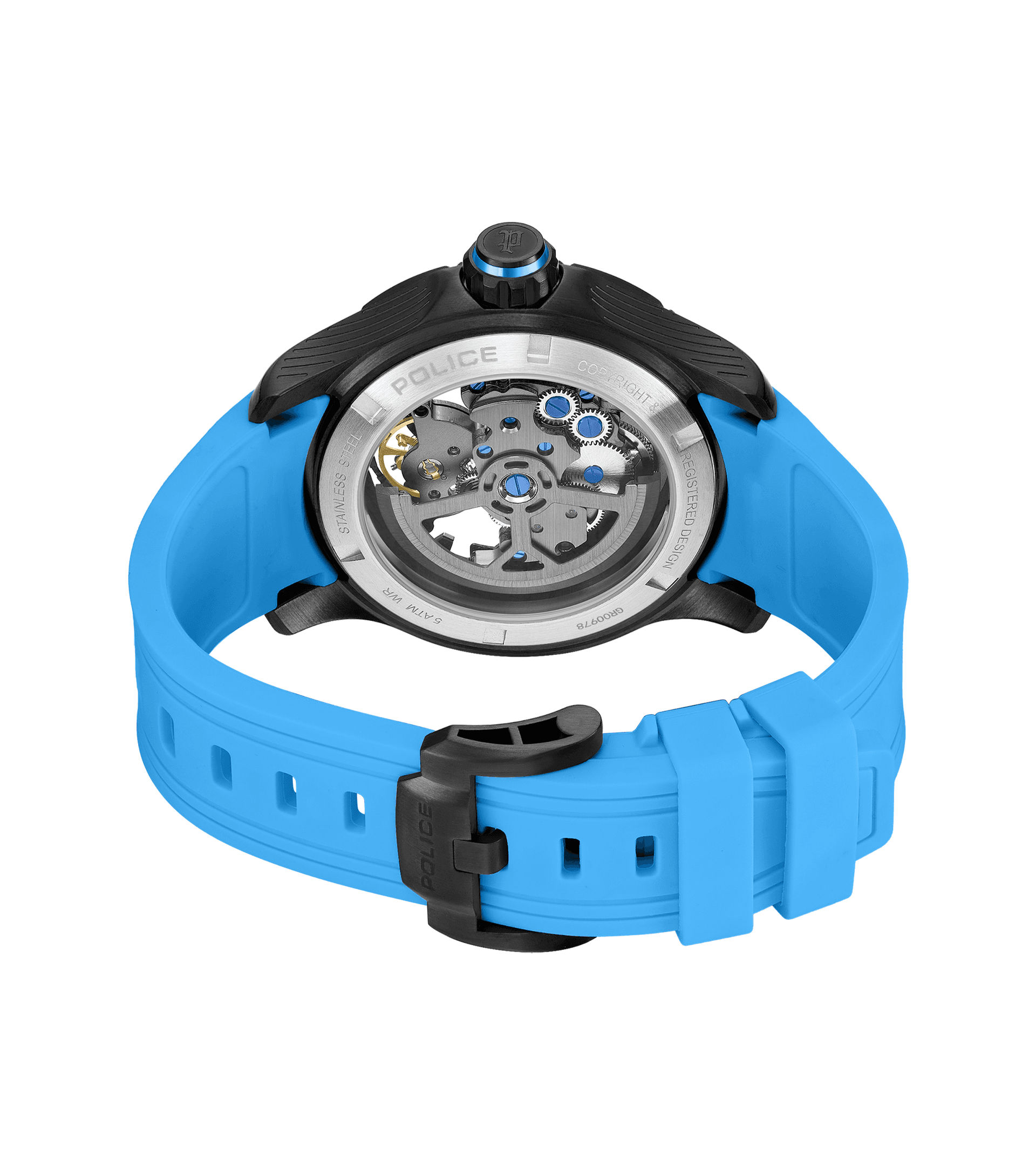 Police Spirit PEWGR0097804 Herrenuhr Blau • Automatikwerk • Skelett-Zifferblatt, Bild 3