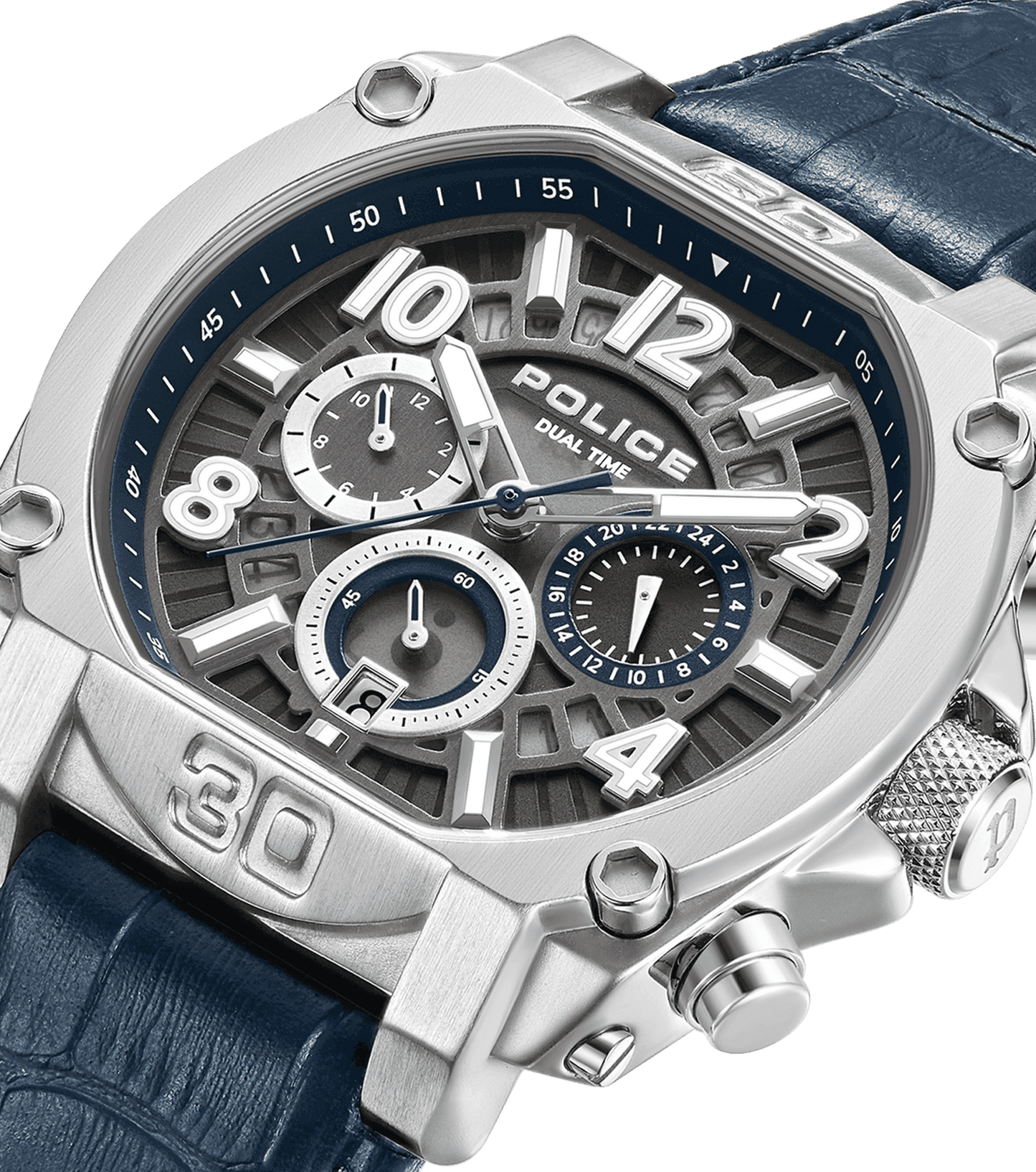 Police Norwood PEWJF0021901 Herrenuhr Blau • Dual-Time-Funktion • Transparentes Zifferblatt, Bild 4
