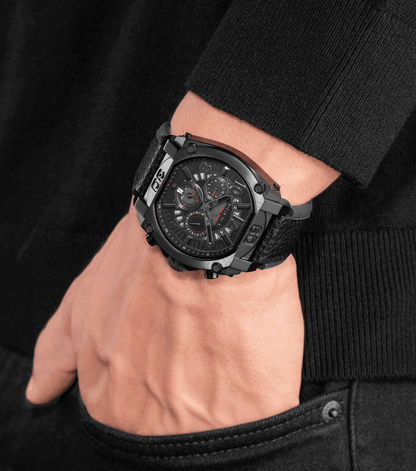 Police Norwood PEWJF0021903 Herrenuhr Schwarz • Zweitzeit-Funktion • Doppellagiges Lederarmband, Bild 5