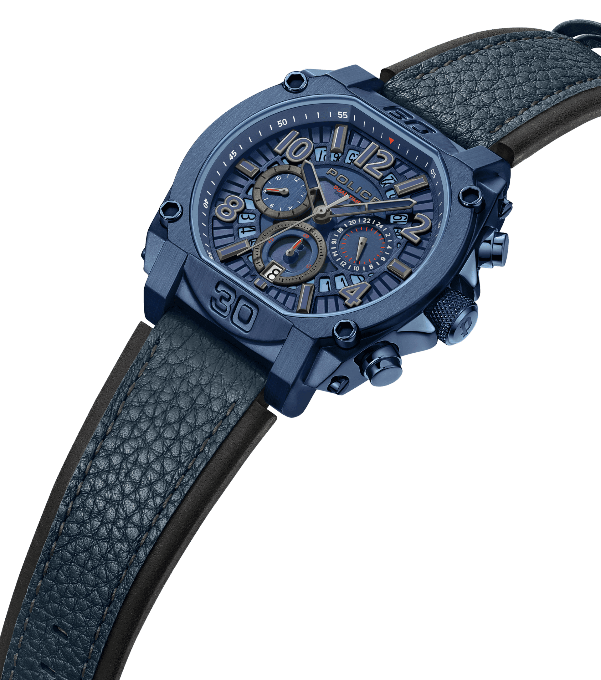 Police Norwood PEWJF0021904 Herrenuhr Blau • Dual-Time-Funktion • Blaues Leder-Armband, Bild 2